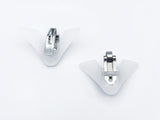 2 pieces of small clip on tie hardware 1 facing forward one facing back