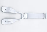 White Elastic suspenders with white leather ends perfect for tuxedo