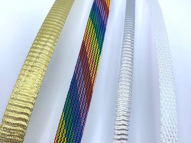 4 pieces of heavyweight horsehair in special order colors; gold, rainbow, silver and irridescent