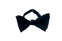 Black Satin Bow tie tied 