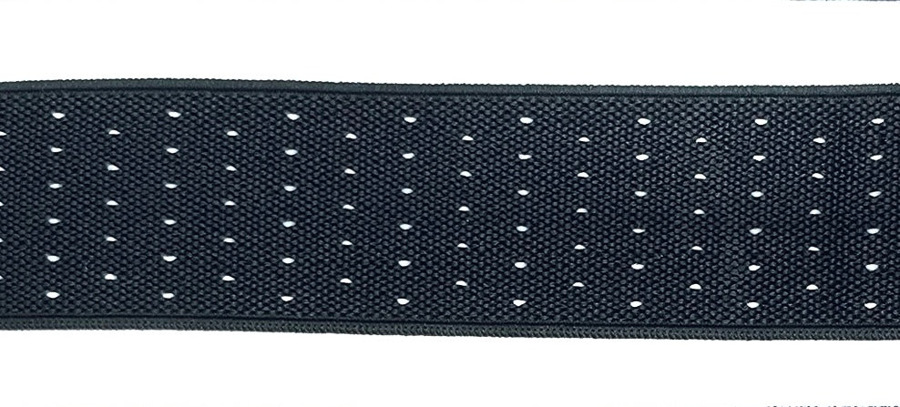 Black with white dot elastic suspender with black leather ends