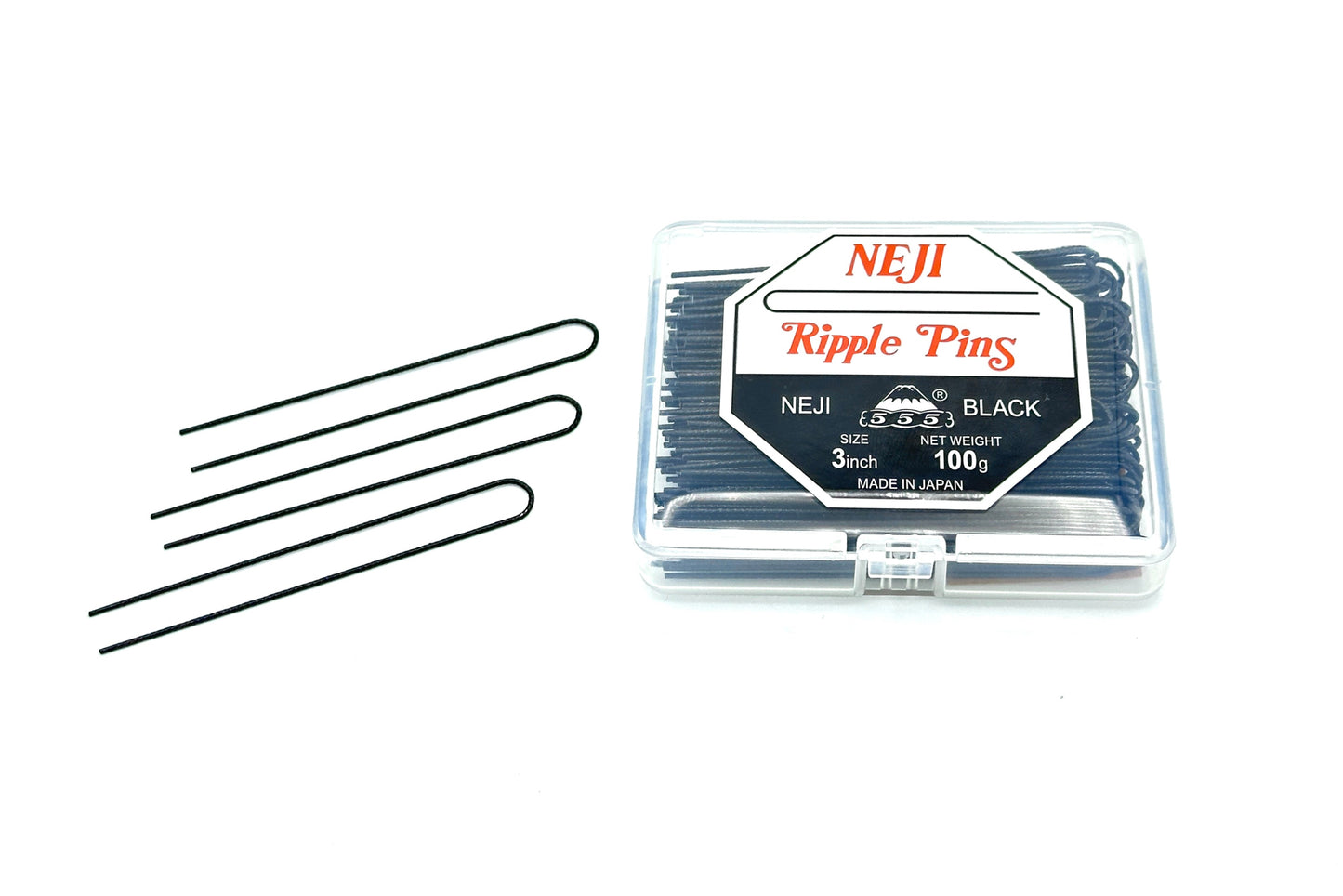 3" black pins with clear box