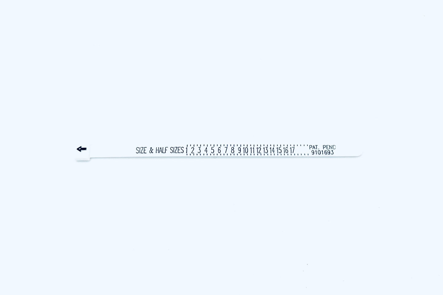 A white tape with ring sizes