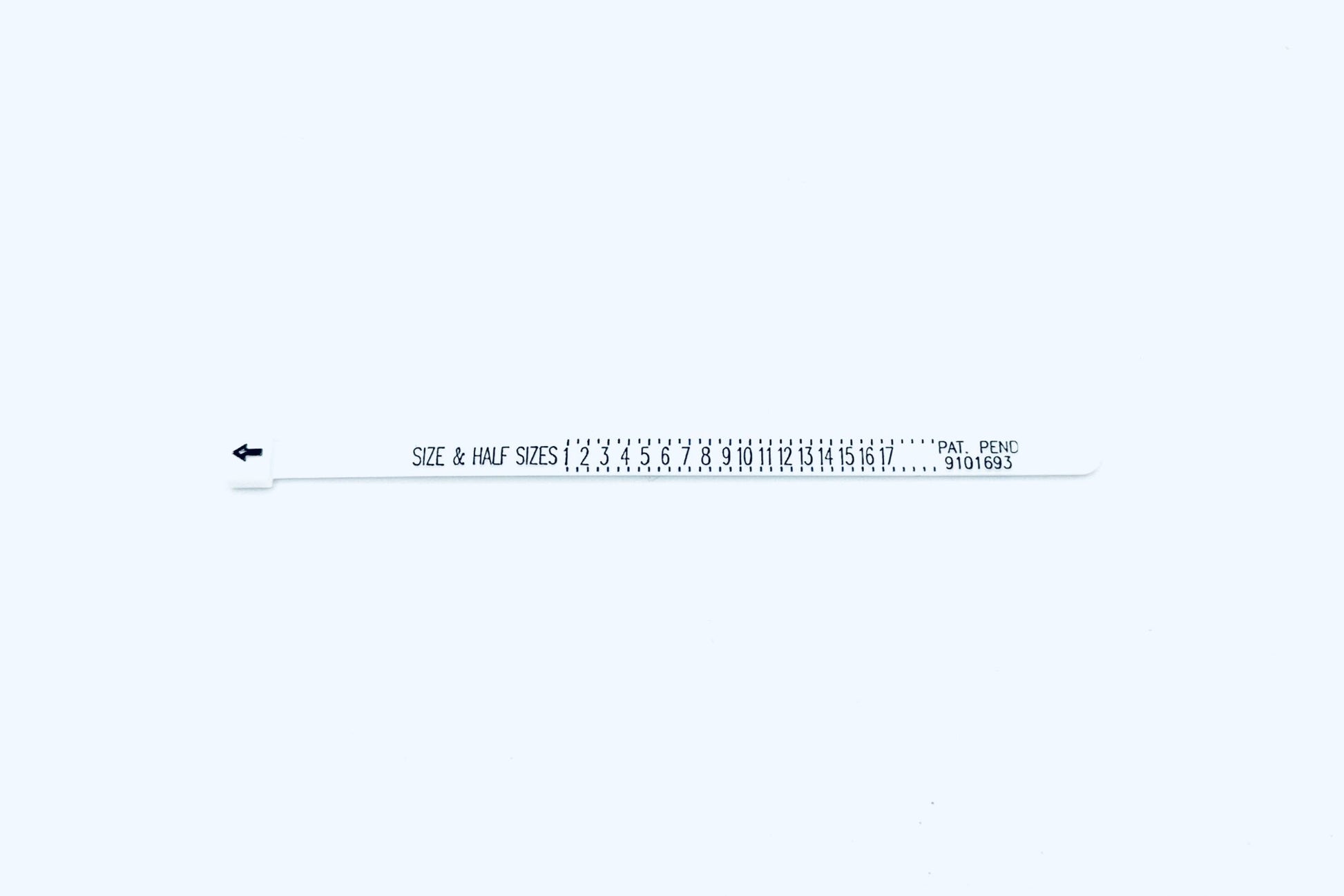 A white tape with ring sizes