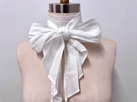 White Cotton Classic Cravat tied in a bow on the mannequin