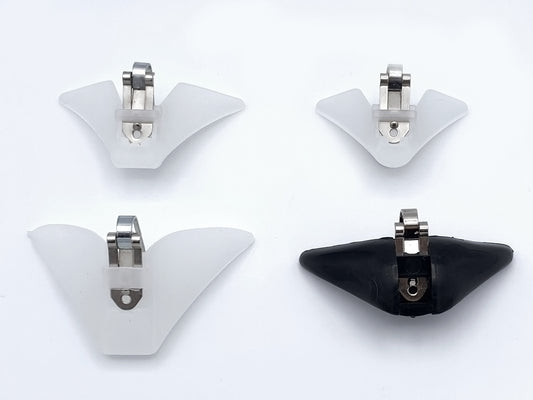 4 clip on tie hardware, one of each size, Wide, Large, Standard and Small