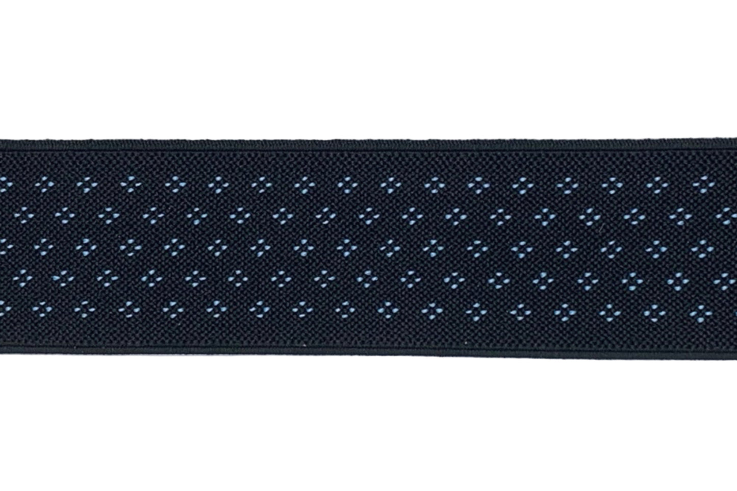3 patterns of suspenders; tan with black and white stripe,  navy with small light blue dotted diamond, navy with light blue stripe