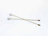 1 pair of brass hatpins with safety clasp and faux pearl finial