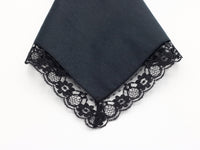 blank handkerchief with black lace border 
