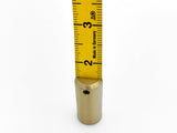 Photo of the metal weighted end of tape measure showing the inches side