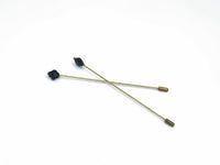 5" long brass hatpins with faux jet decorative finials