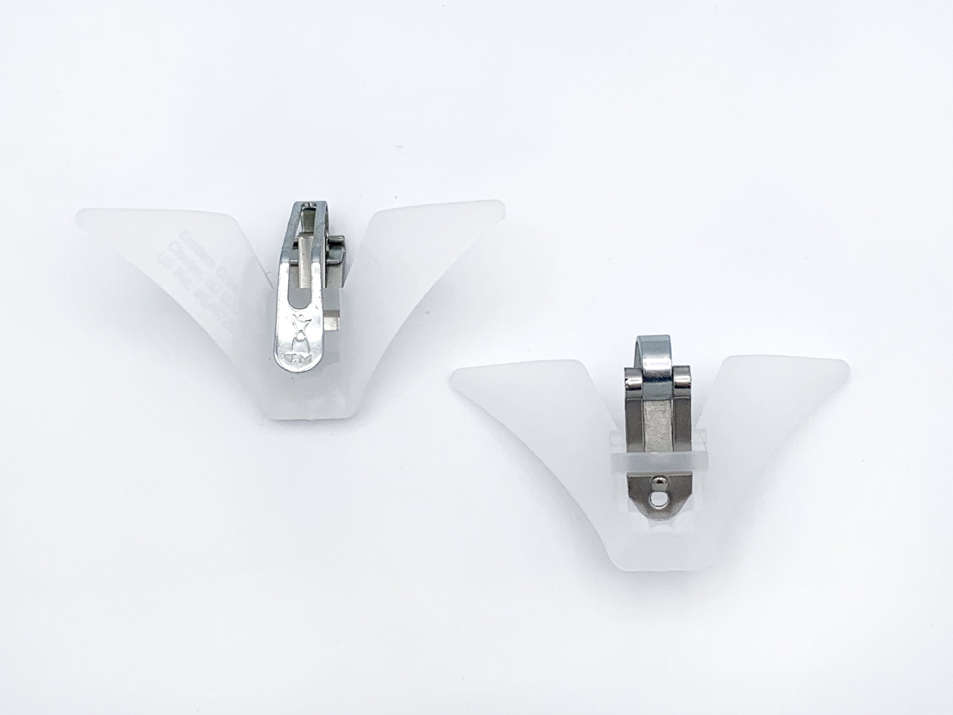1 pieces of clip on tie hardware in size standard, one facing forward, one facing backward