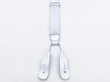 White Elastic suspenders with white leather ends perfect for tuxedo