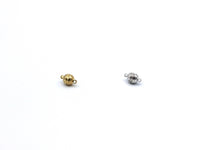 Magnetic jewelry clasp spherical with a roped edge in goldtone and silvertone