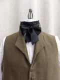Black silk charmeuse cravat. Adjustable from 15 to 18 inch pre-rigged in the center back perfect for Mr. Scrooge, Mr. Darcy