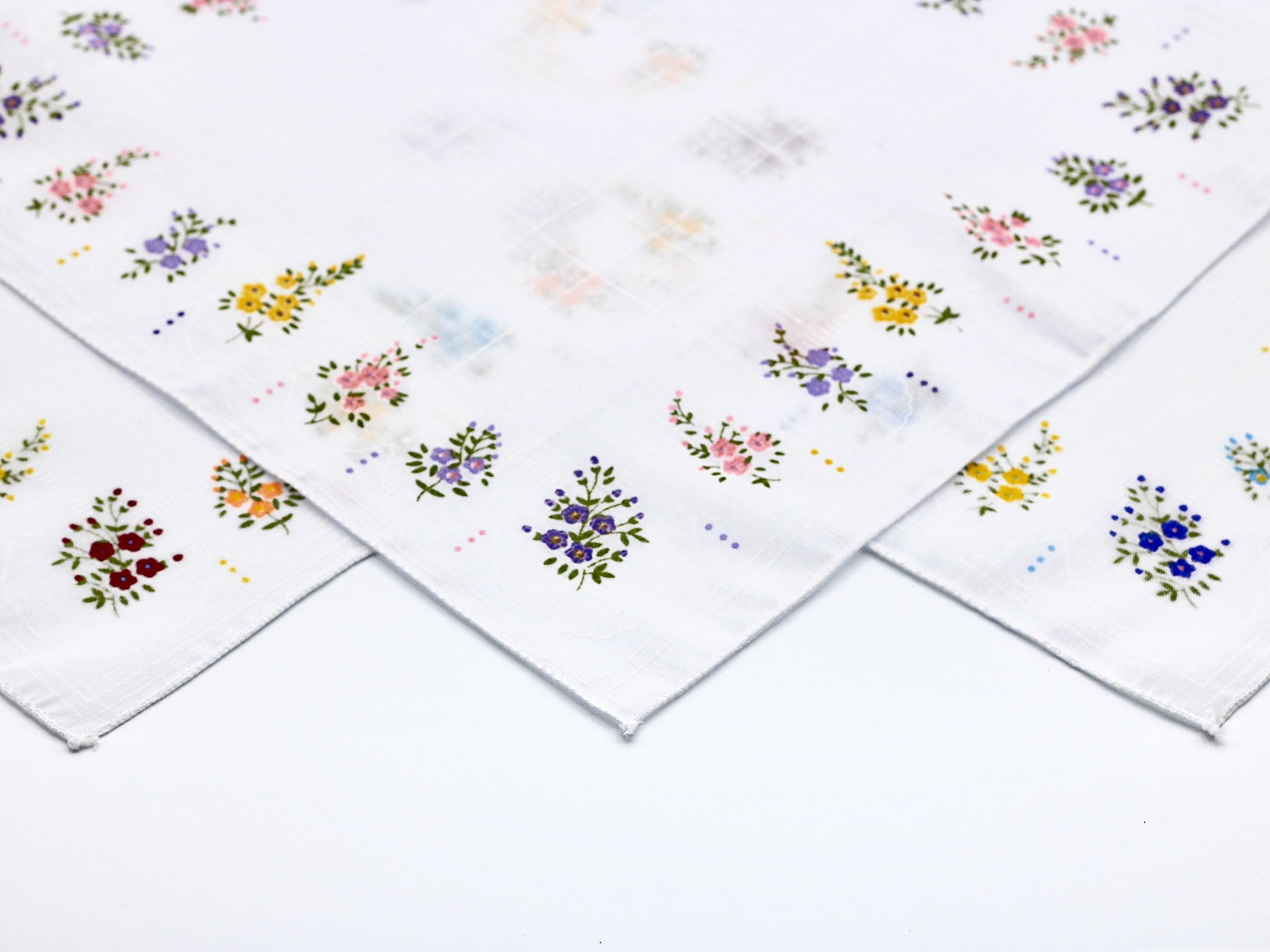 ladies vintage handkerchiefs deadstock with small floral border